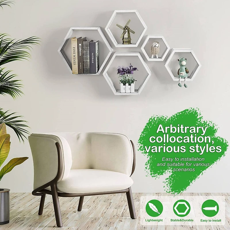 NEX™ Hexagon Floating Honeycomb Shelves Set