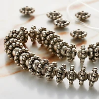Silver Plated Bumpy Metal Rondel Beads, 10mm by Bead Landing™