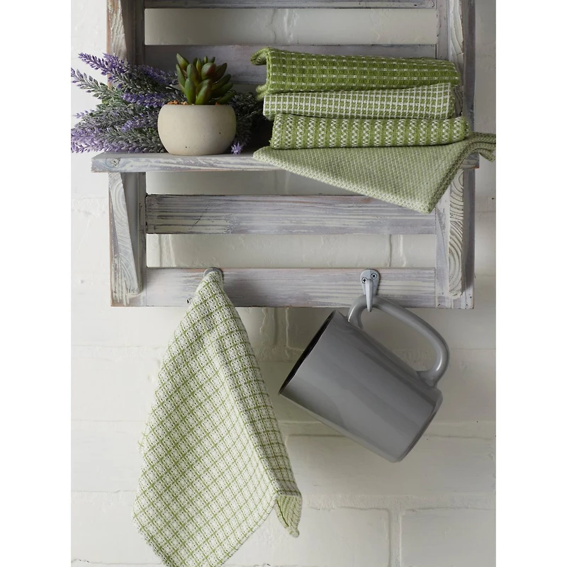 DII® Antique Green Mixed Pattern Dishcloths, 5ct.