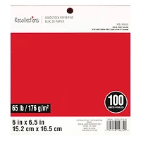 6" x 6.5" Red 65lb. Cardstock Paper Pad by Recollections™, 100 Sheets