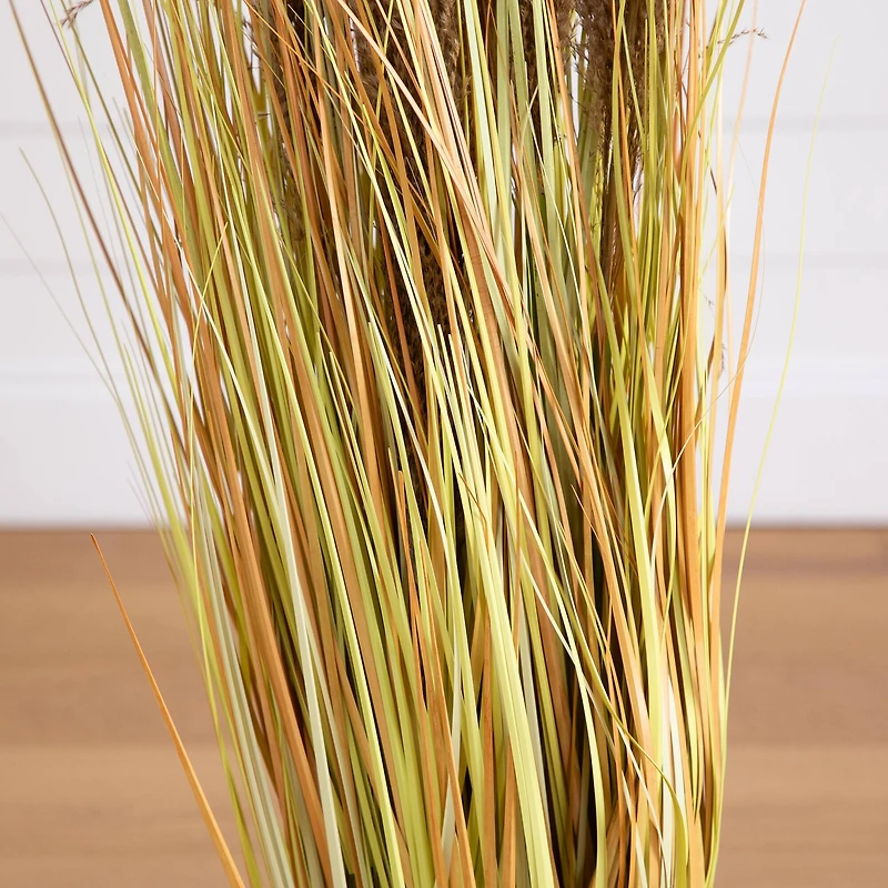 4ft. Golden Yellow, Green & Brown Potted Artificial Pampas Grass