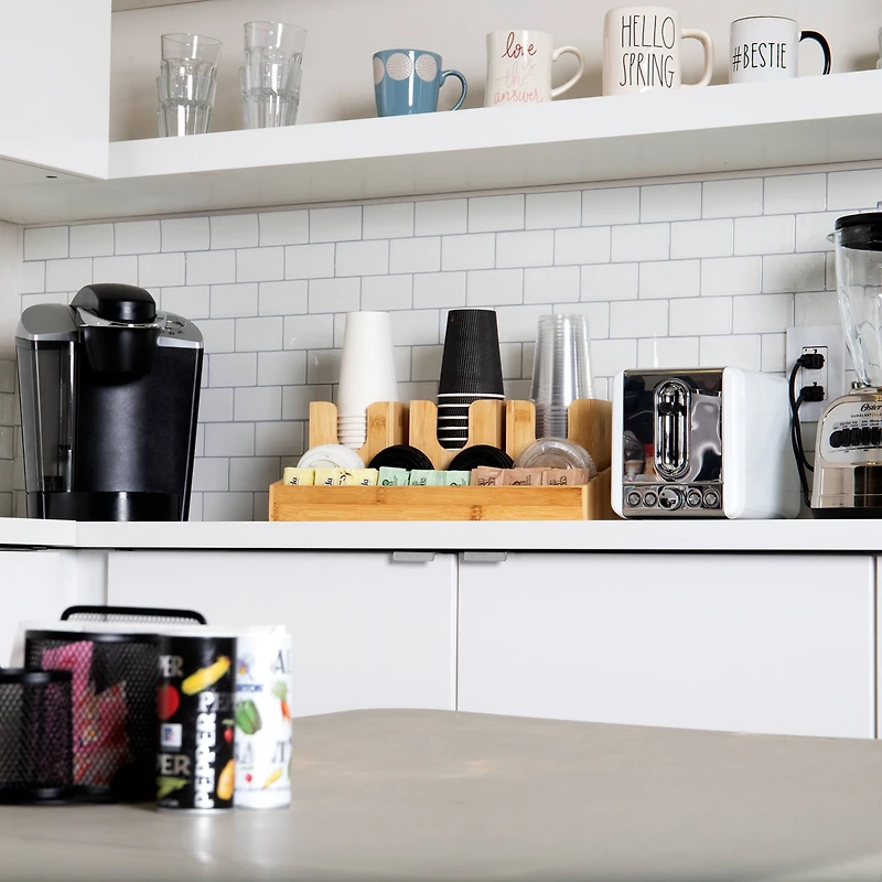 Mind Reader Bamboo 6-Compartment Breakroom Organizer