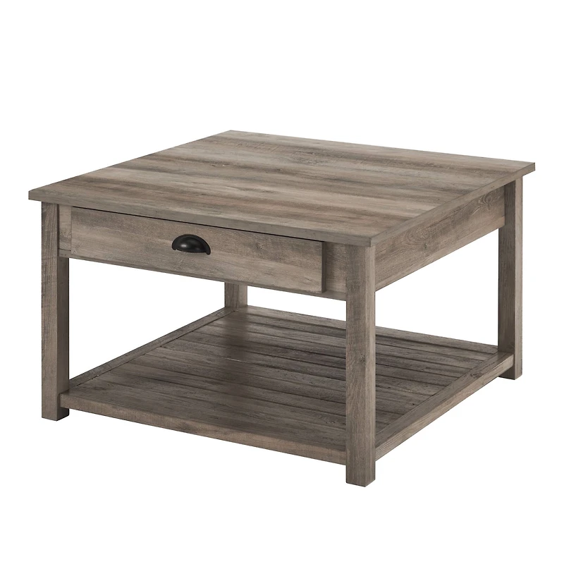 Walker Edison 30" Gray Square Country Coffee Table