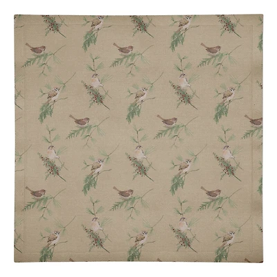 Pine Birds on Brown Cotton Twill Napkin