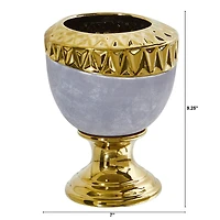 9.25" Regal Stone Urn with Gold Accents