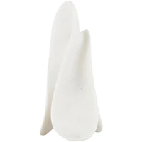 15.5" White Polystone Abstract Wavy Shaped Sculpture with Cutouts and Speckled Texturing