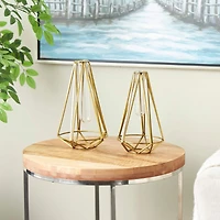 Gold Stainless Steel Geometric Test Tube Vase Set
