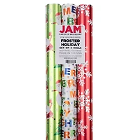 JAM Paper Frosted Holiday Christmas Foil Gift Wrap Set