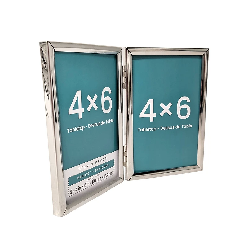 2-Opening Basics™ 4" x 6" Silver Rounded Metal Tabletop Frame by Studio Décor®