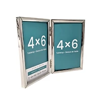 2-Opening Basics™ 4" x 6" Silver Rounded Metal Tabletop Frame by Studio Décor®