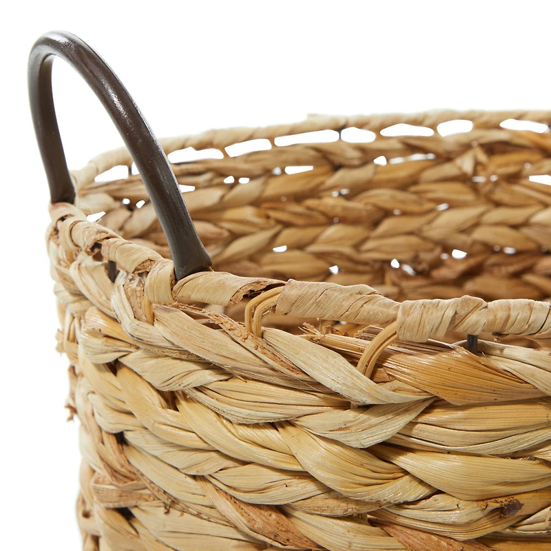 Brown Metal Natural Storage Basket Set