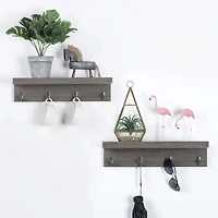 NEX™ 16" Rustic Gray Modern Wall-Mounted 4-Hook Coat Racks, 2ct.