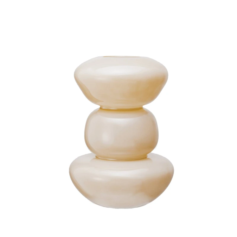 Hello Honey® 10" Nude Beige Natural Elegance Glass Vase