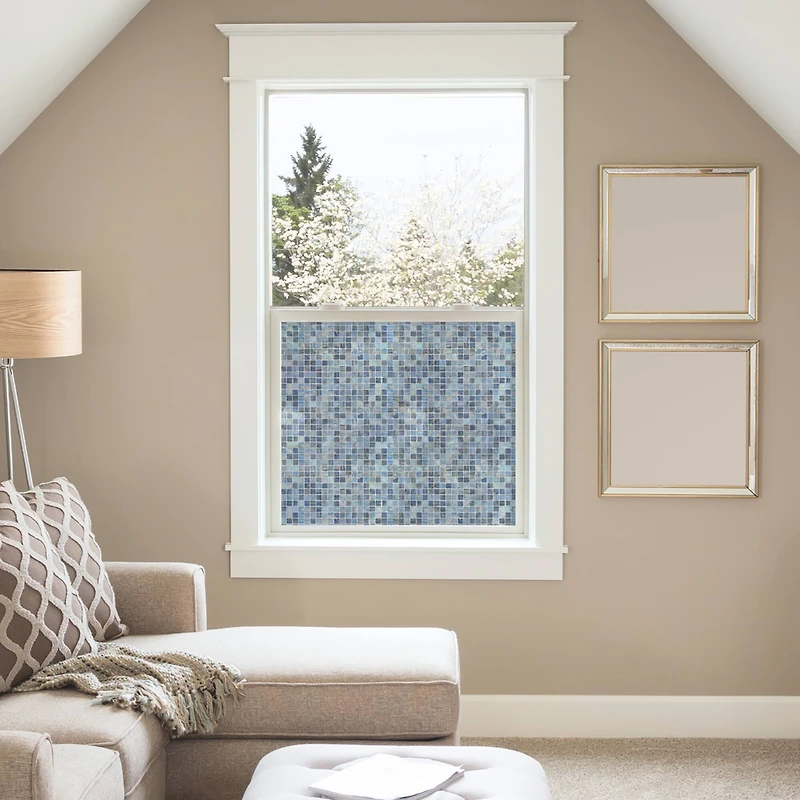 RoomMates Blue Mosaic Privacy Window Film