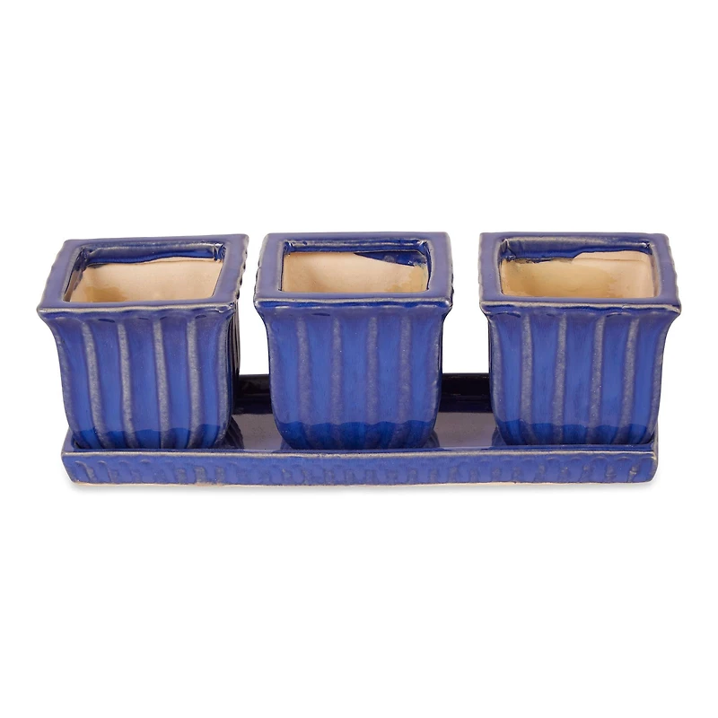 Square Ceramic Small Planter Set