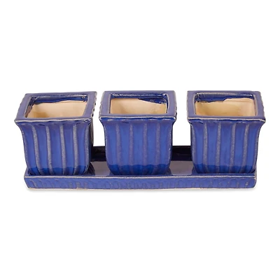 Square Ceramic Small Planter Set