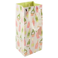 13" Pink & Green Wine Bottle Print Wine Bottle Gift Bag by Celebrate It™ 