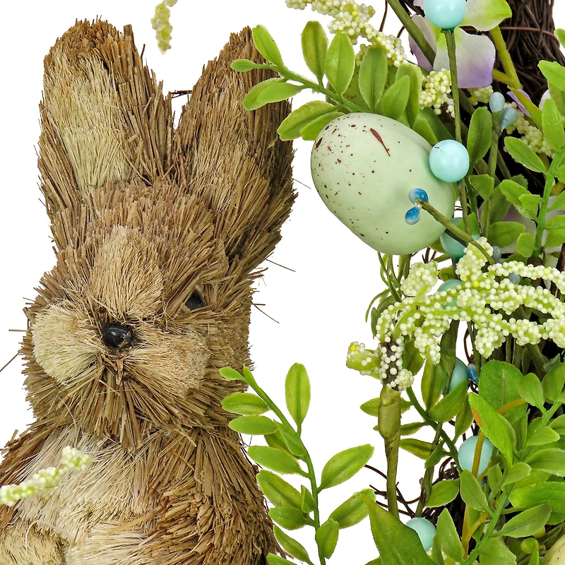 16" Bunny with Blue & Green Easter Eggs Wreath