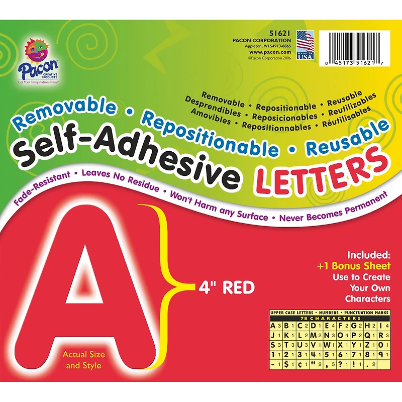 Pacon® 4" Red Puffy Self-Adhesive Letters, 2 Packs of 156