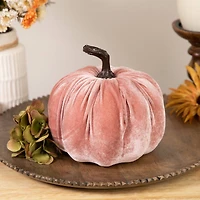 6.25" Pink Velour Pumpkin Fall Harvest Decoration