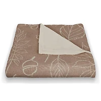 Dusty Rose Fall Leaf Patterned Coral Fleece Blanket