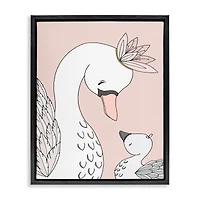 Stupell Industries Mother & Baby Swan Flower Crowns Princess Animals Floater Framed Art