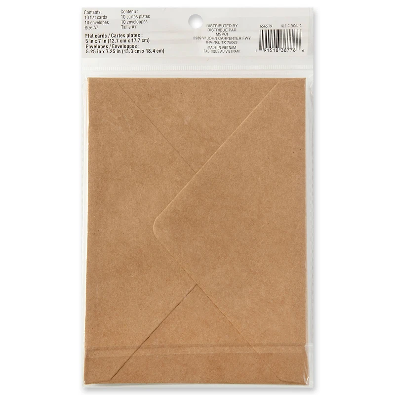 12 Packs: 10 ct. (120 total) 5" x 7" Kraft Flat Cards & Envelopes by Recollections™