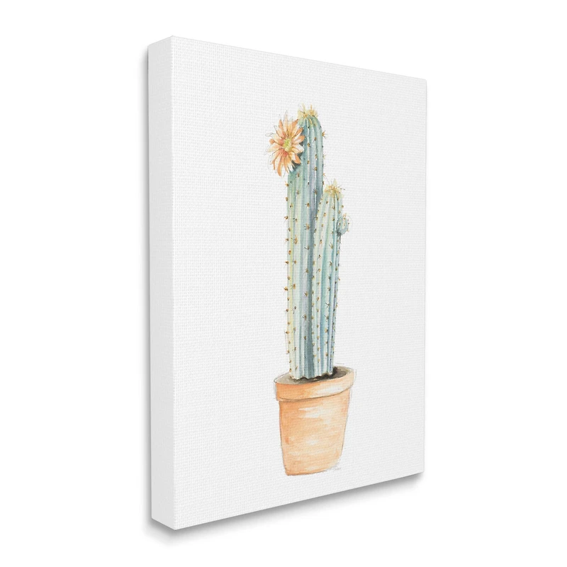 Stupell Industries Flowering Cactus Pop Minimal Southwestern Tones Canvas Wall Art
