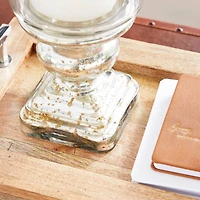 16" Silver Glass Traditional Candle Holder