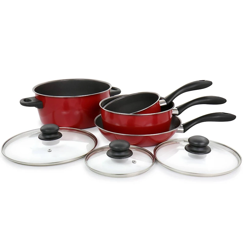 Gibson Home® Armada 7-Piece Red Nonstick Carbon Steel Cookware Set
