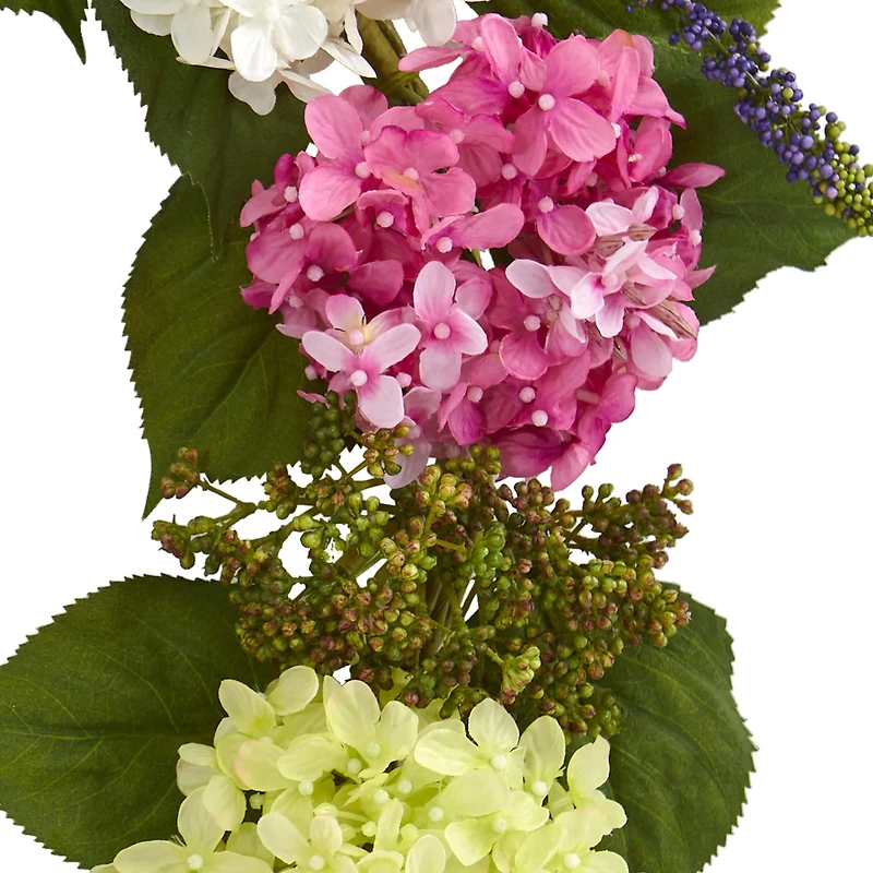 23" Pink & White Hydrangea Wreath