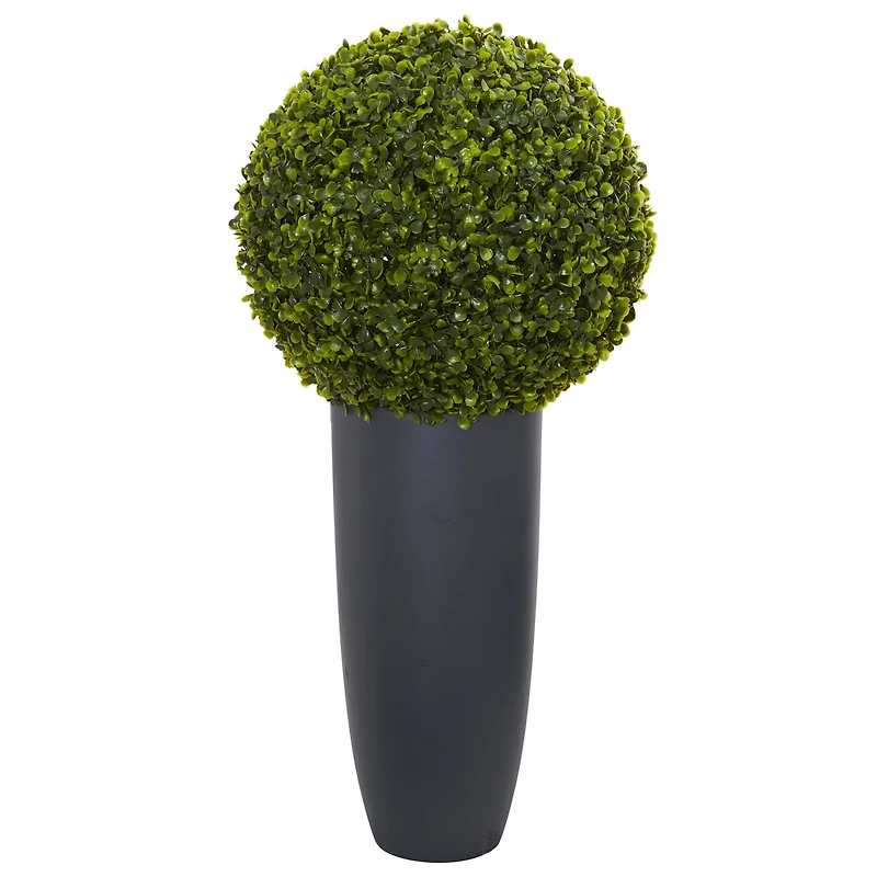 2.5ft. Boxwood Topiary Plant in Gray Cylinder Planter