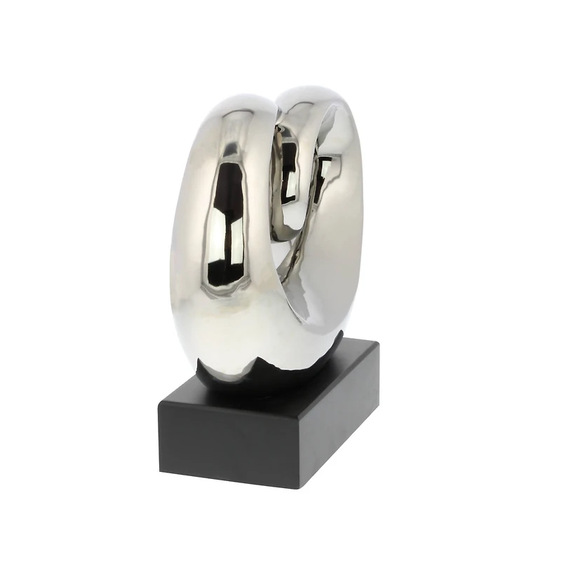 10" Silver Ceramic Modern Abstract Sculpture