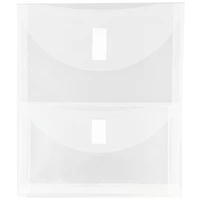 JAM Paper 9.75" x 11.5" Clear 2-Pocket Plastic Hook & Loop Closure Envelopes, 12ct.