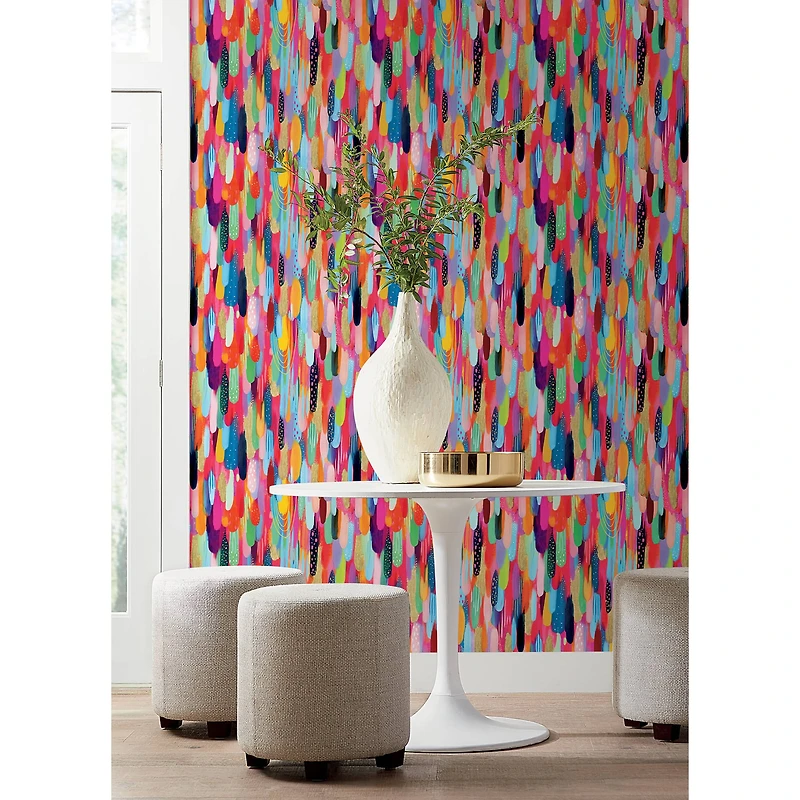 RoomMates Red Multi Brushstroke Peel & Stick Wallpaper