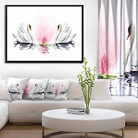 Designart - Floating Swans on White Background