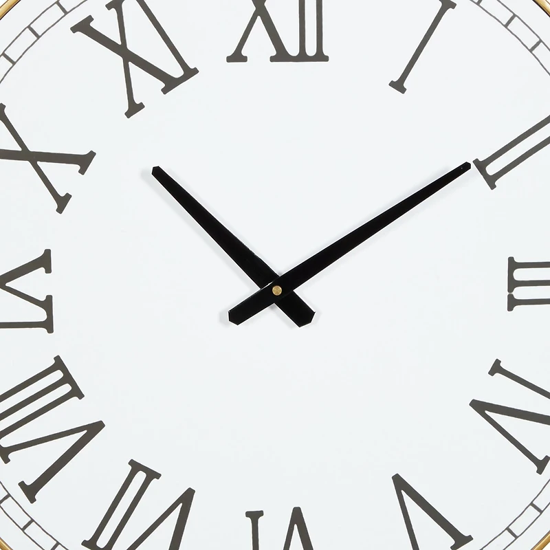 White Metal Contemporary Wall Clock, 24" x 24" x 2"