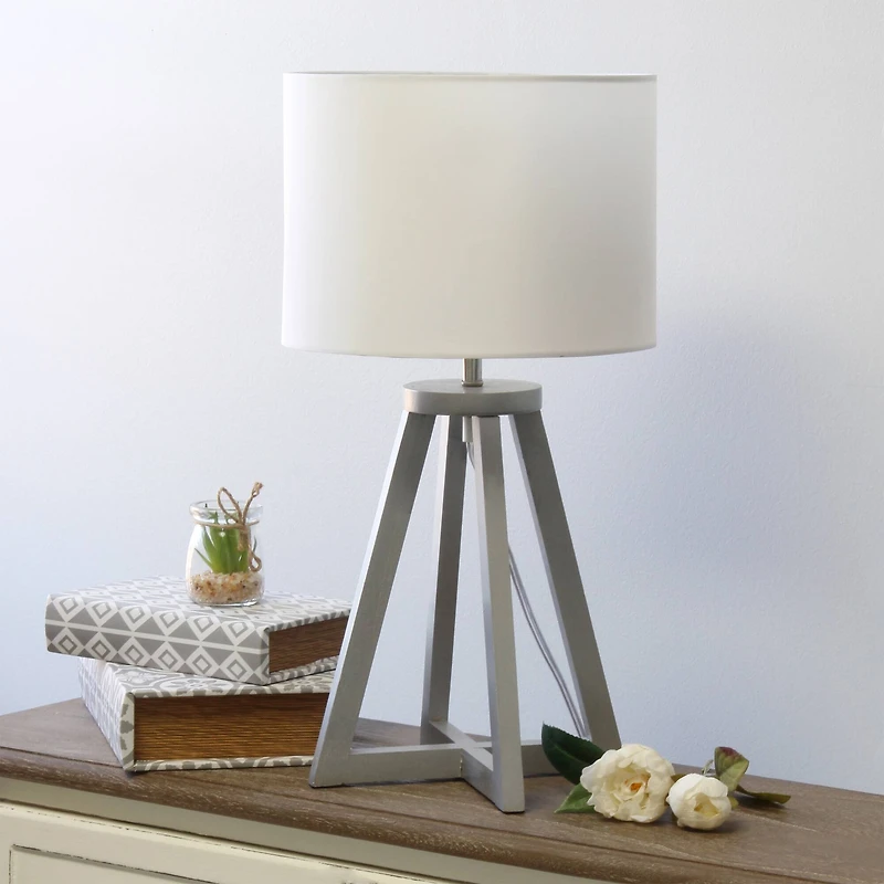 Simple Designs 19" Interlocked Triangular Table Lamp with White Shade