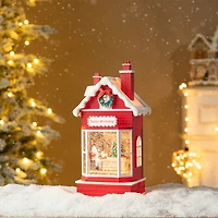Glitzhome® 10.5" Lighted Santa's Workshop Waterglobe