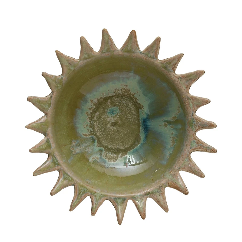 Hello Honey® 8.5" Assorted Celadon Stoneware Sunburst Shaped Serving Bowl with Opal Reactive Glaze