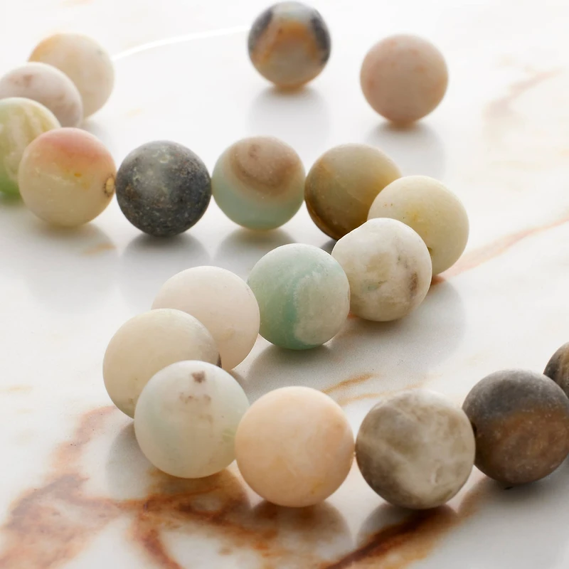 Matte Amazonite Round Beads by Bead Landing