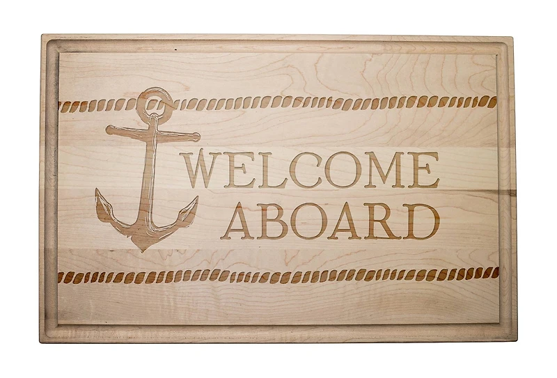 17" Welcome Aboard Maple Wood Cutting Board