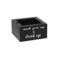 Elegant Designs™ Napkin Holder and Cup Holder Set with Black with White Script