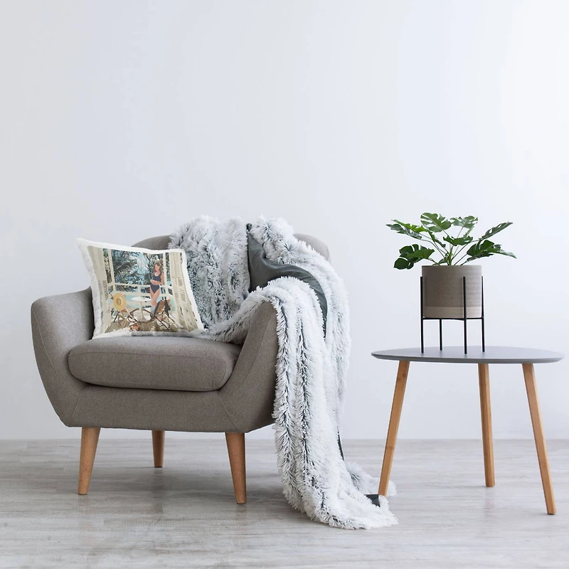 Stupell Industries Lounging Woman Coastal Beach Balcony Throw Pillow, 18" x 18"