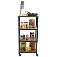 Mind Reader 39.2" Brown & Black 4-Tier Rolling Bar Cart