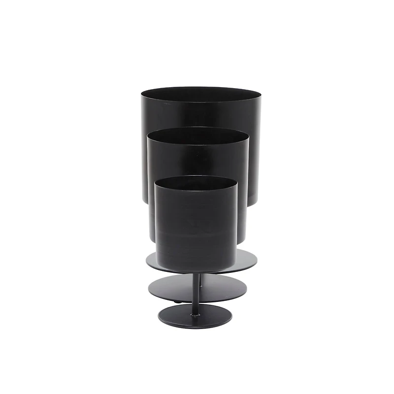 The Novogratz Black Modern Planter, Set of 3" 14", 12", 10"