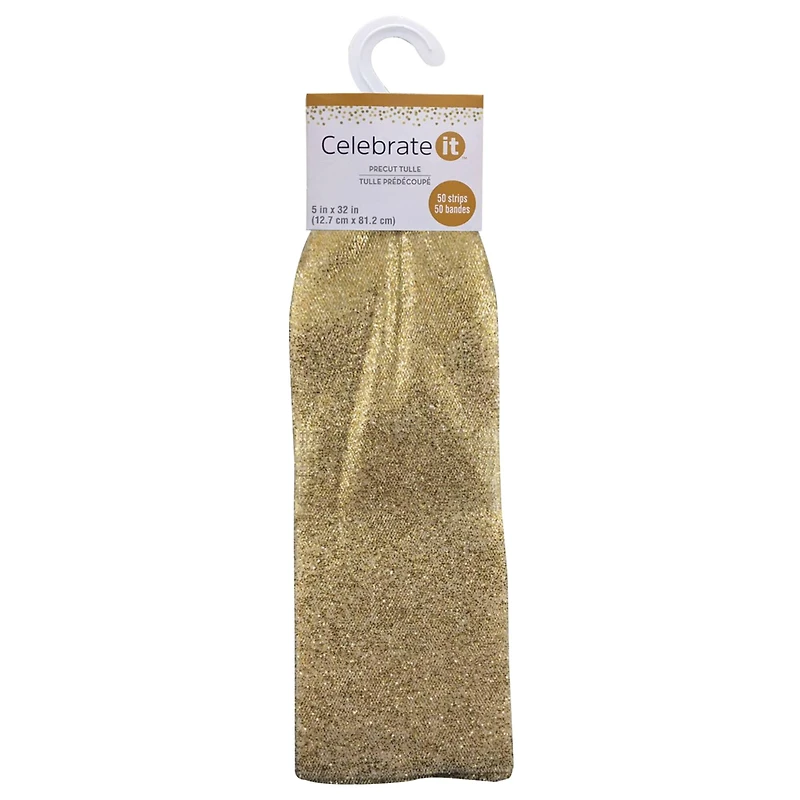 Gold Glitter Pre-Cut Tulle Strips by Celebrate It™