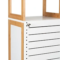 Organize It All Rendition 68" White 6-Shelf Bamboo High Cabinet