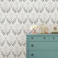 NuWallpaper Gray Nouveau Damask Peel & Stick Wallpaper