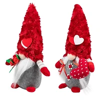 11.5" Red & Gray Fuzzy Hat Valentine's Day Gnomes Set
